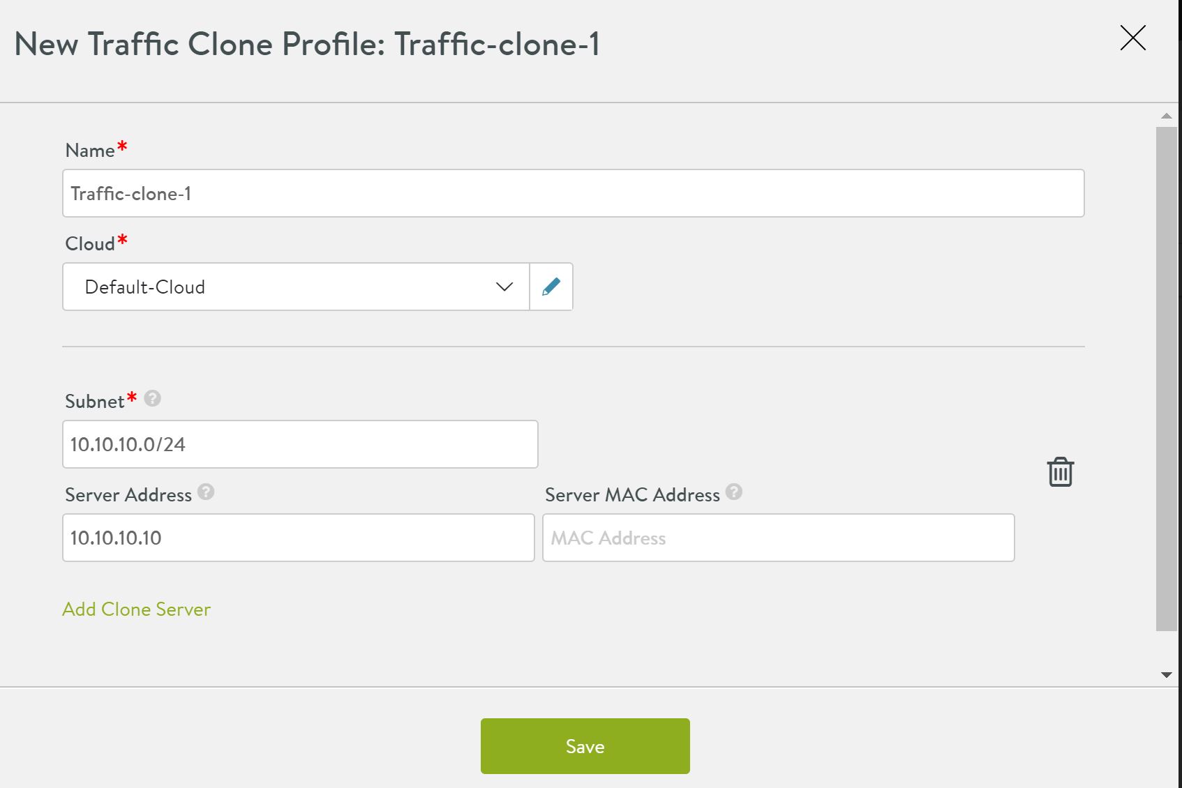 Traffic clone profile editor