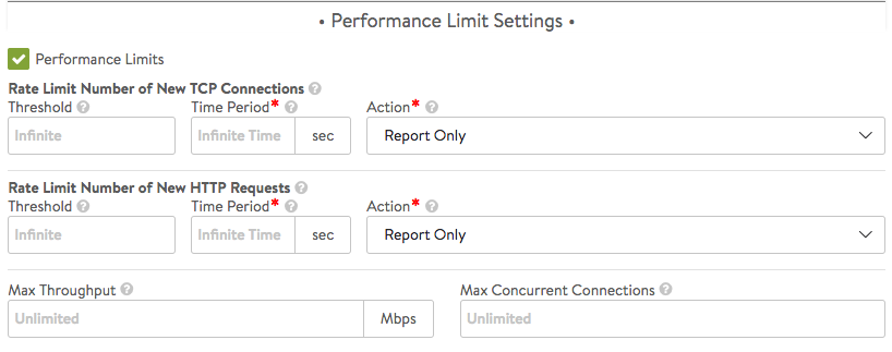 performance limit settings under Advanced tab