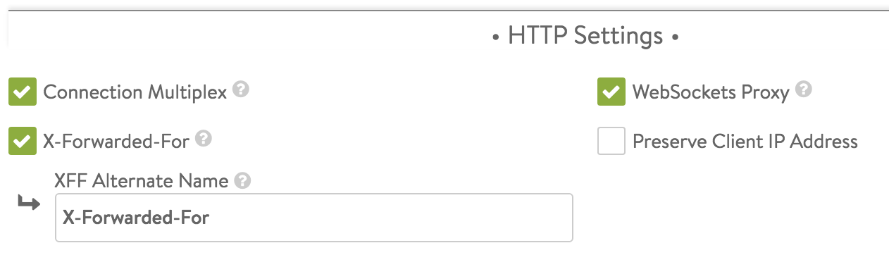 HTTP settings