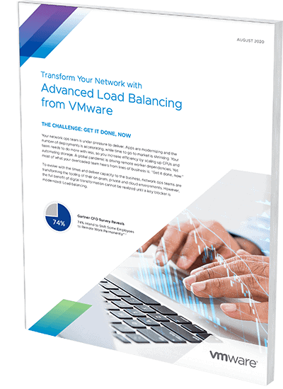 Whitepaper Cover with title Transform Your Network with Advanced Load Balancing from VMware.